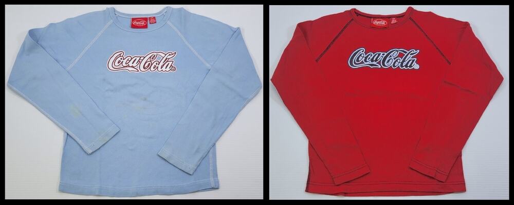 L3) 2 Children Coca Cola Brand Cotton Sweatshirts Medium